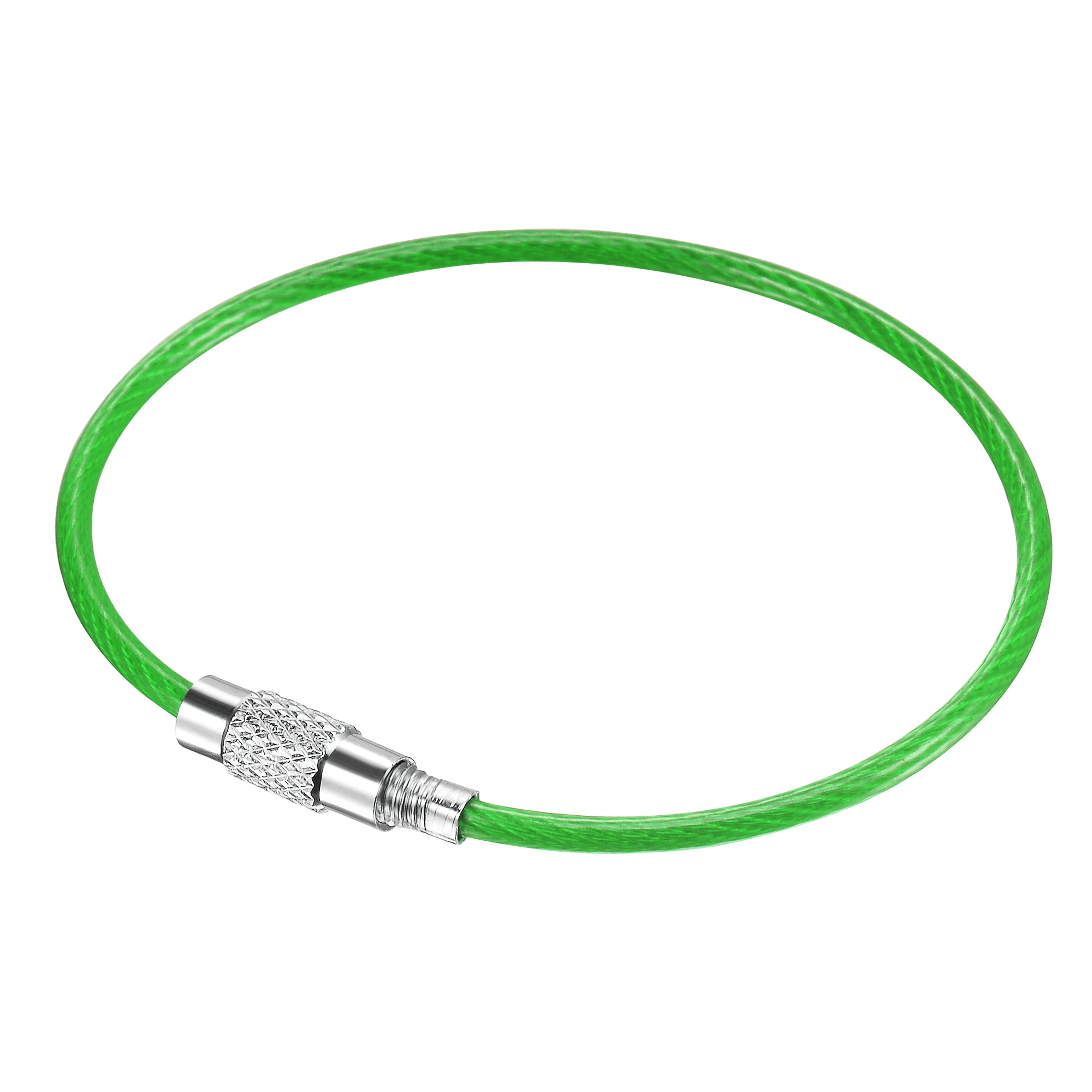 Yuxcell-PVC Coated Wire Keychain, Chaveiro Loop Cabos para Bolsa, Zipper Lanyard, Aço Inoxidável
