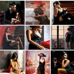 GATYZTORY Frame Diy Painting By Numbers Wine Women Paint With Numbers Abstract Figure Picture For Home Decoration 60x75cm