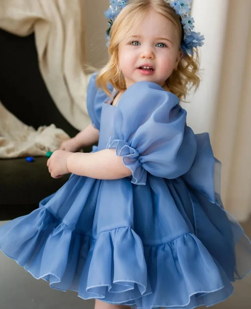 Robe Tutu en Organza à Manches Bouffantes pour Bébé Fille, Tenue Personnalisée avec Grand Nministériels d, Éducative, pour ixd'Anniversaire, de 1 à 14 Ans, Nouvelle Collection