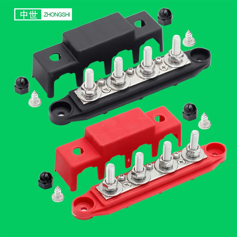 

4 Studs 3 way Junction Block 250A 12 48V Bus Bar 3/8" for Marine Battery Terminal 12 Volt Connector HOT SELLING