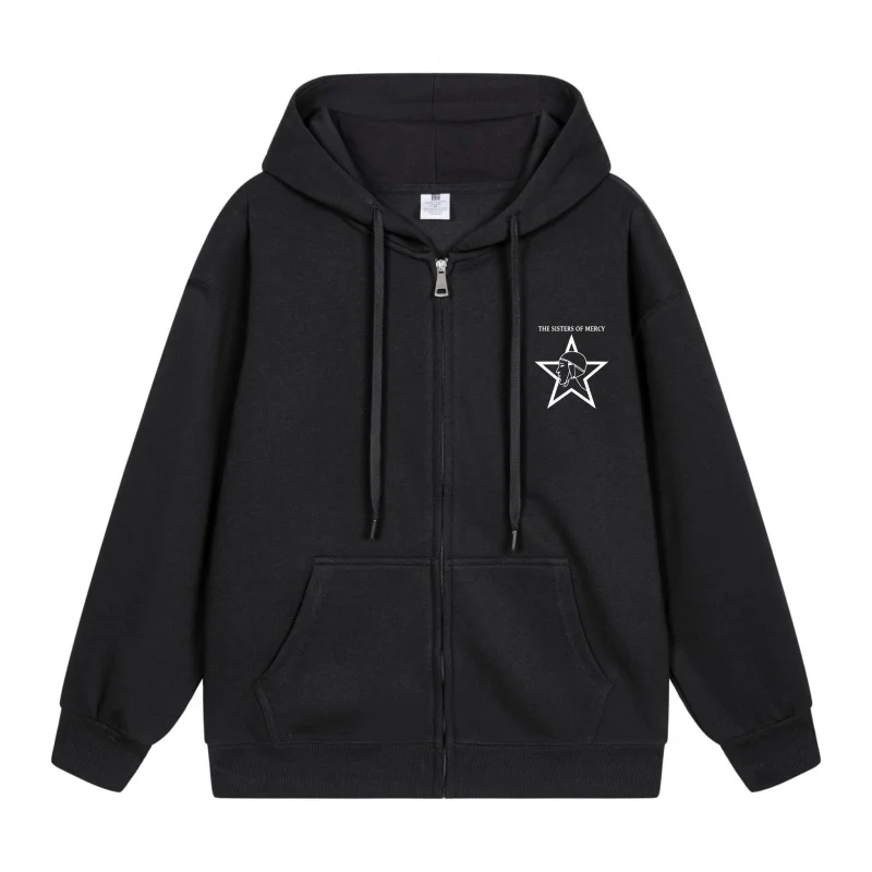 

Men's Zip-Up Hoodie Black Hoodie With Star Print Halloween in 2025 Casual Couples’ Style Halloween Theme Halloween Party Outfit