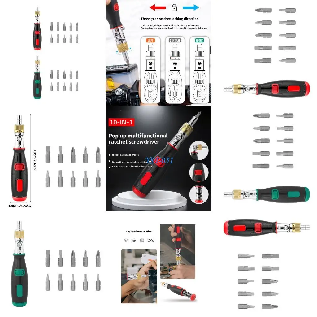 

E15A Multifunction Ratchet Screwdriver Set Multi Repair Tool Ergonomic Grip