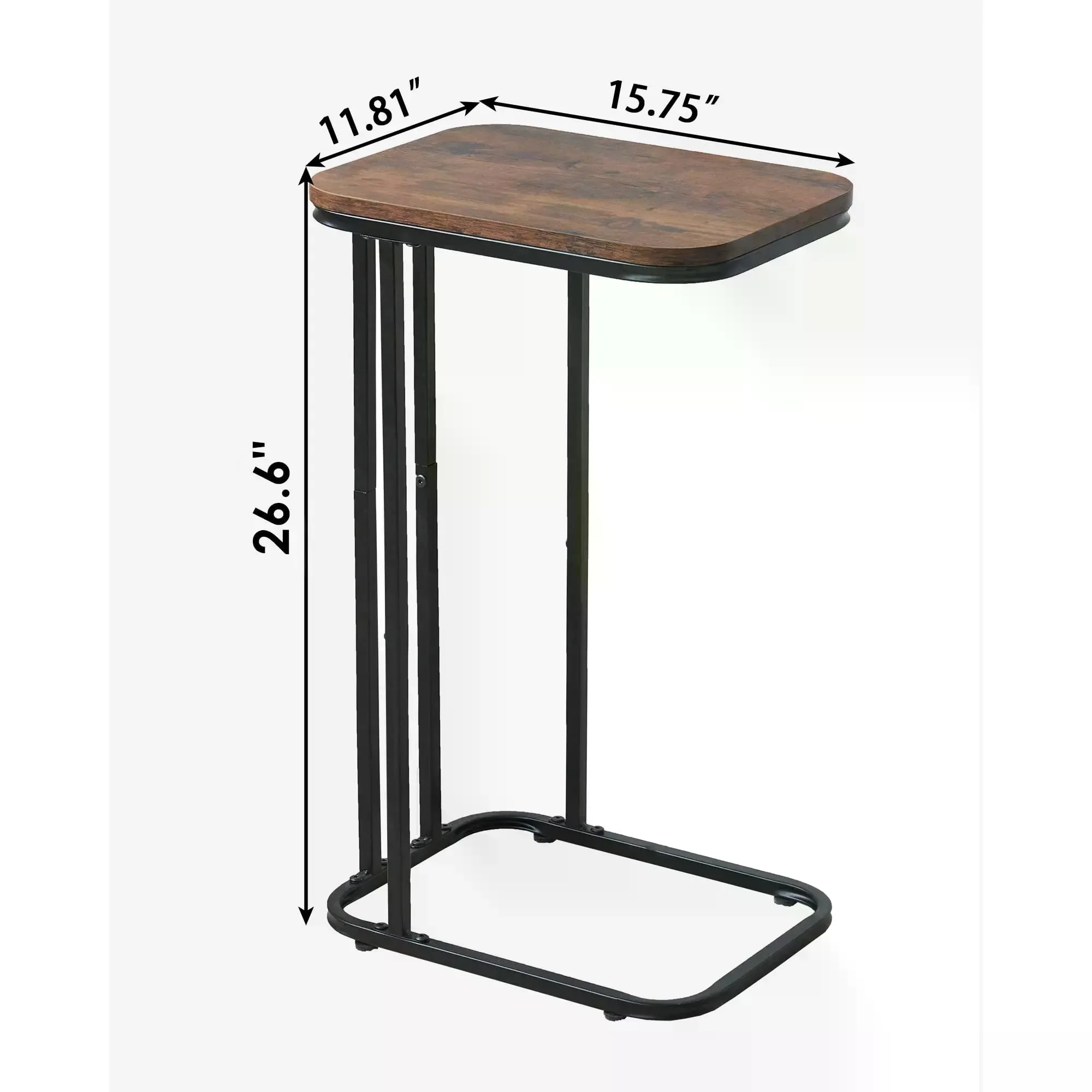 White 26.6" C-Shaped End Table & TV Tray.Portable Metal Frame Side Table for Couch, Bed, Living Room & Bedroom. - view 7