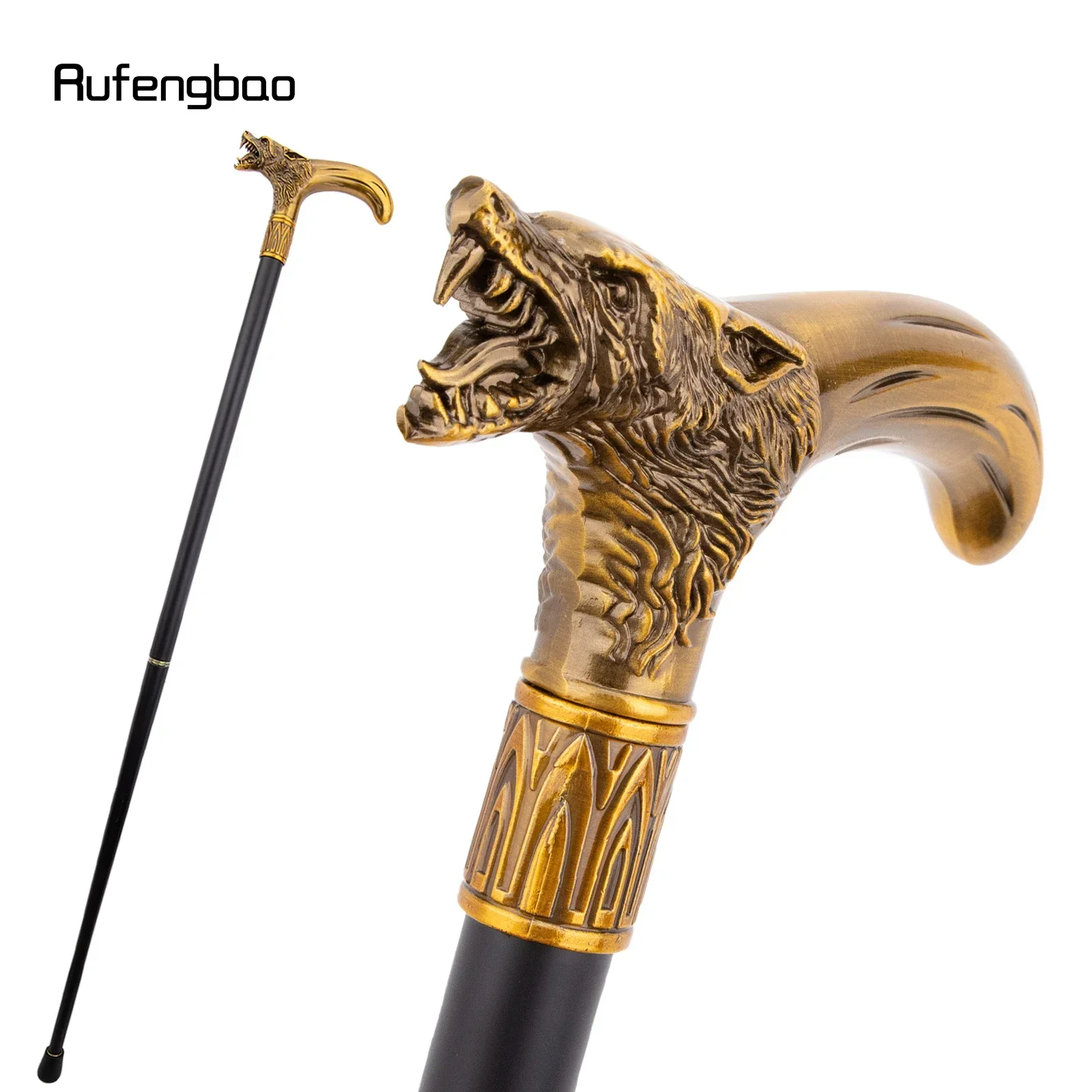 

Желтая голова волка, кусающая трость, модная декоративная трость, джентльмен, элегантная ручка-трость для косплея, Crosier 92 см