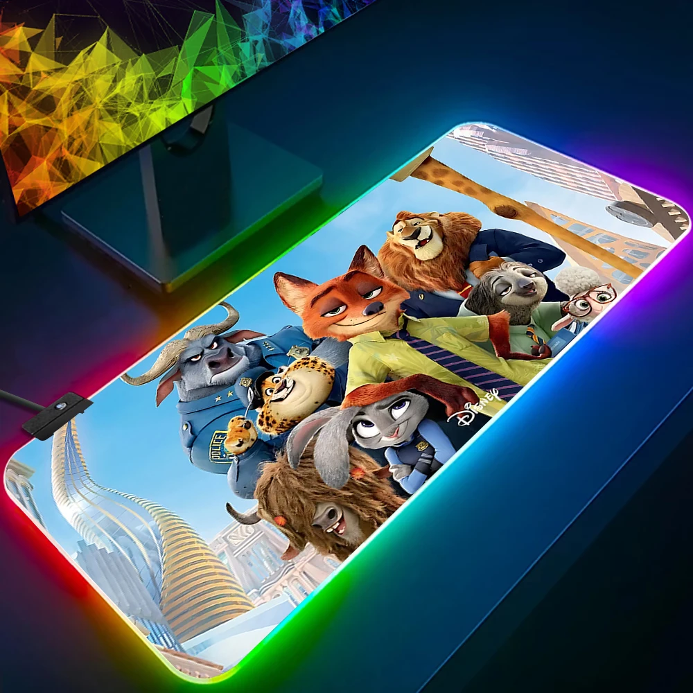 

Disney Zootopia RGB Pc Gamer Keyboard Mouse Pad Mousepad LED Glowing Mouse Mats Rubber Gaming Computer Mausepad