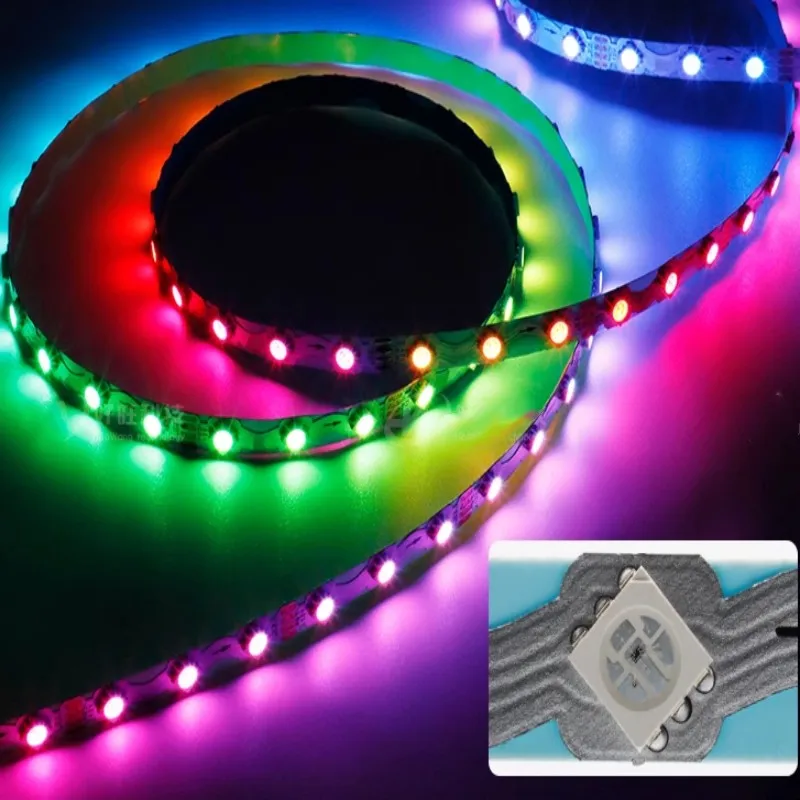 1-5m WS2815 S Shape Bendable Individually Addressable Pixel LED Strip DC12V 60LEDs/m 5050 SMD Dream Color RGB White PCB