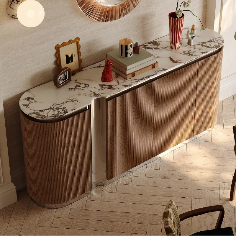 Side cabinet, all solid wood light luxury, entrance cabinet, integrated living room cabinet against the wall