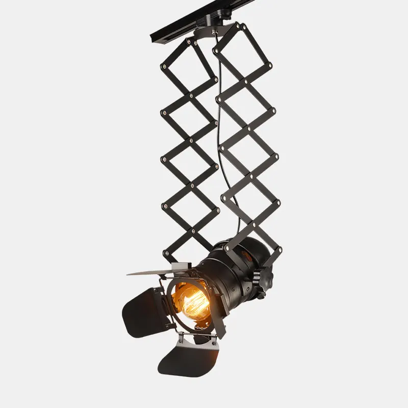 Retro Loft Flexible Ceiling Light Vintage Lifting Stage Light Restaurant Living Room Pub Bar Cafe Lamp Store Shop Hanging Lamp