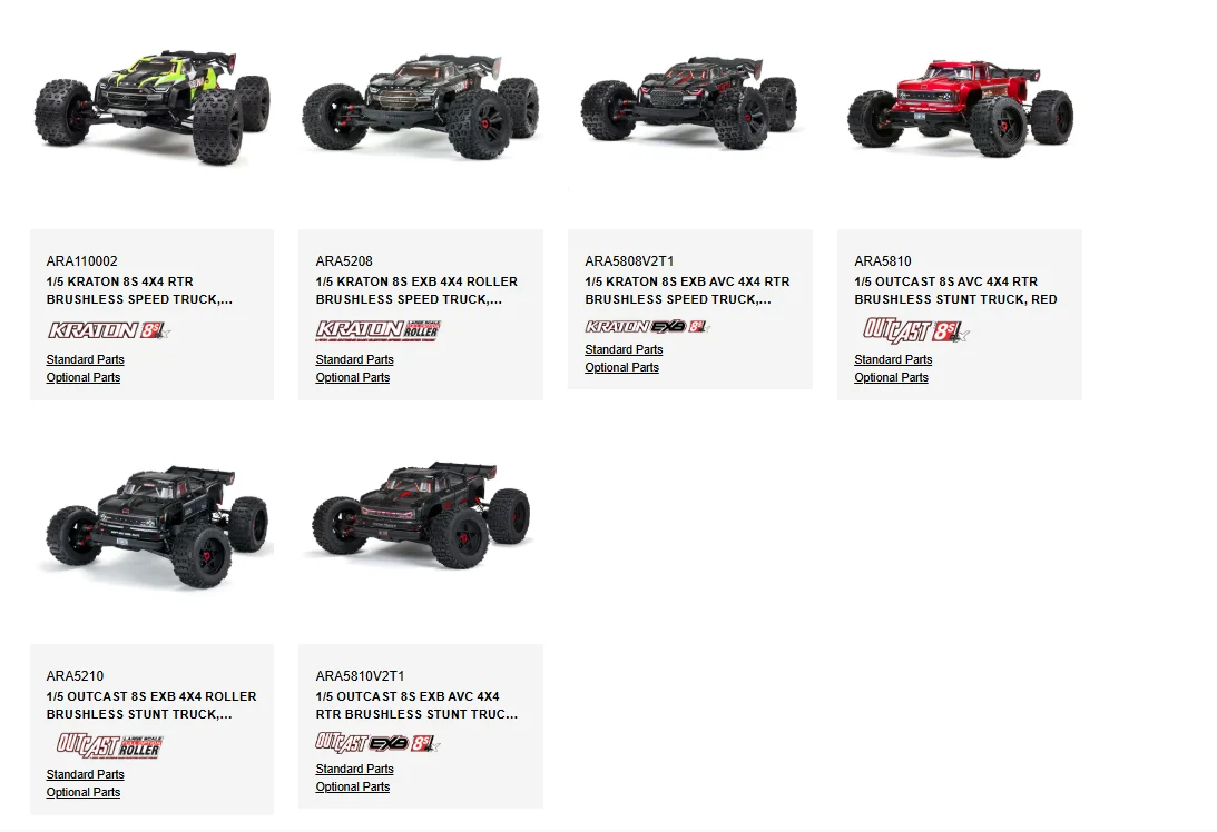 Brazos de suspensión inferiores traseros originales ARRMA ARA330590 (1 par) para piezas de control remoto KRATON OUTCAST