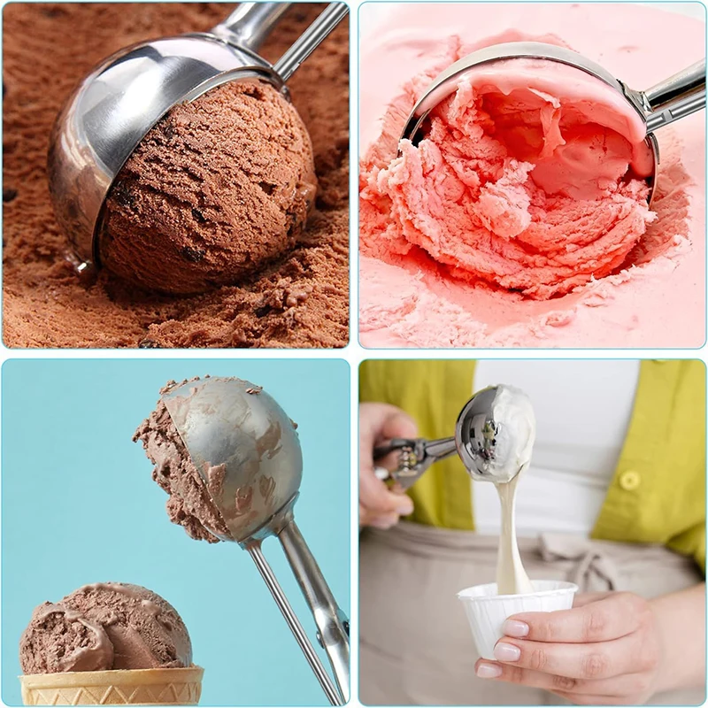 Stainless Steel Ice Cream Scoop Digging Spoon With Spring Handle Ice Cube Mold Fruit Scoop Ice Tray Mold Kitchen Accessories