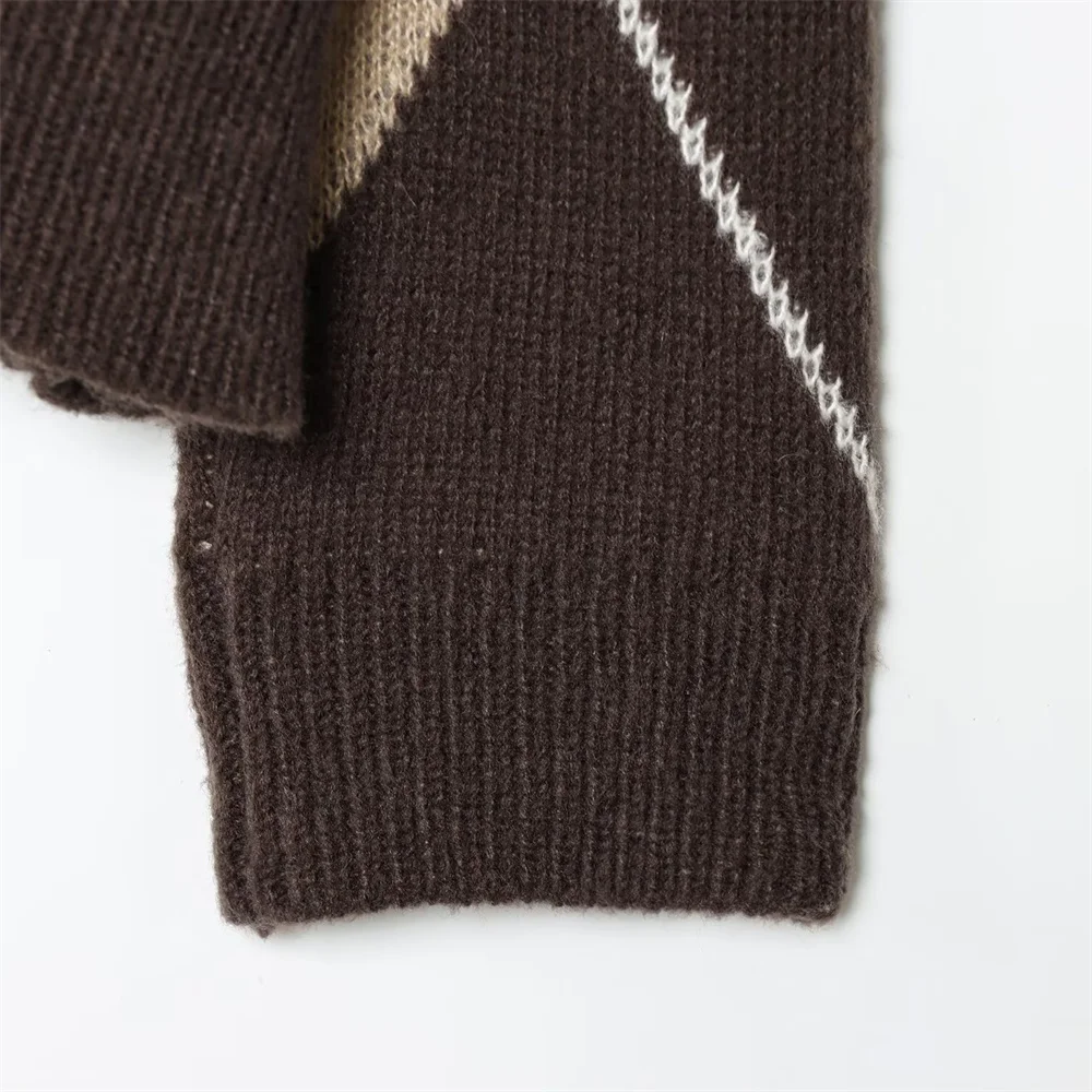 Herfst en winter dames nieuwe casual diamant één woord hals off-shoulder rechte buis geribbelde gebreide trui met lange mouwen