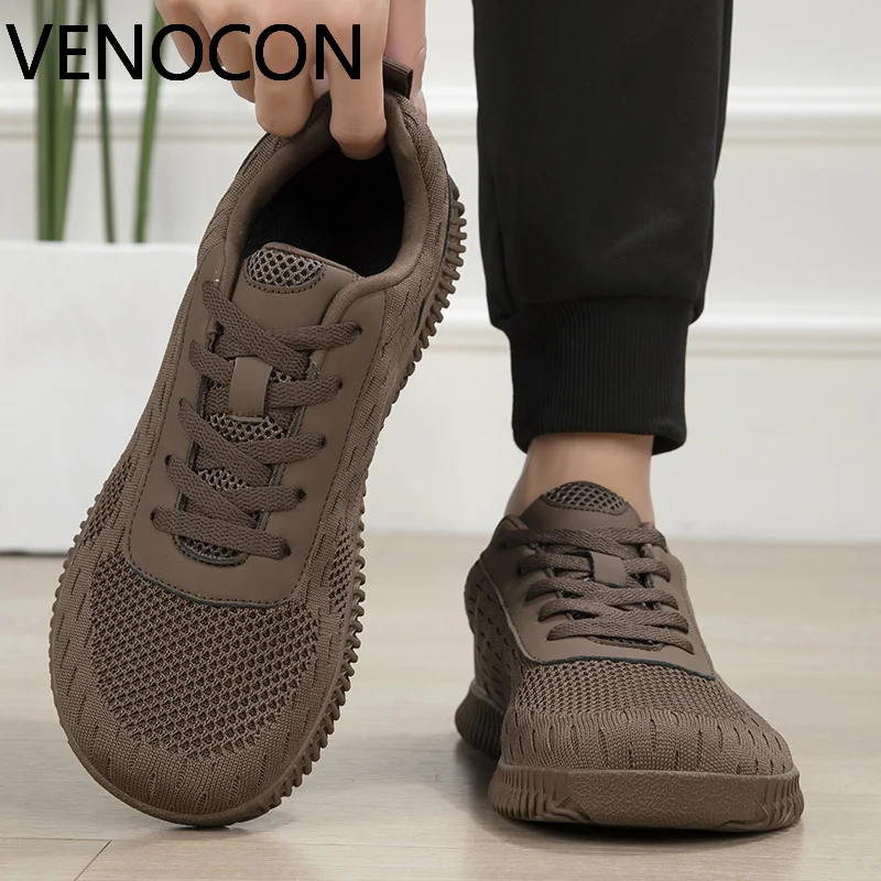 VENOCON Zapatos Minimalistas Barefoot para Hombre, con Puntera Extra Ancha, Zero Drop, Parte Superior de Tejido Transpirable, Zapatillas Deportivas para Hombre y Mujer