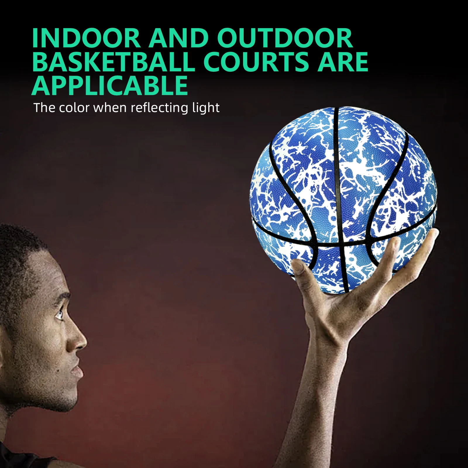 كرة سلة للاستخدام الليلي مصنوعة من الجلد المركب مقاس 5 6 7 للأولاد والبنات - لعبة كرة ليلية، تتوهج في الظلام، للتدريب في الهواء الطلق