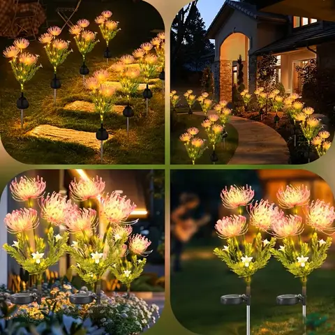 Solar Powered Spider Lily Flower Stake Lights, Waterproof Outdoor Garden Decor, House Decor, Camping Essentials & Wedding Decor