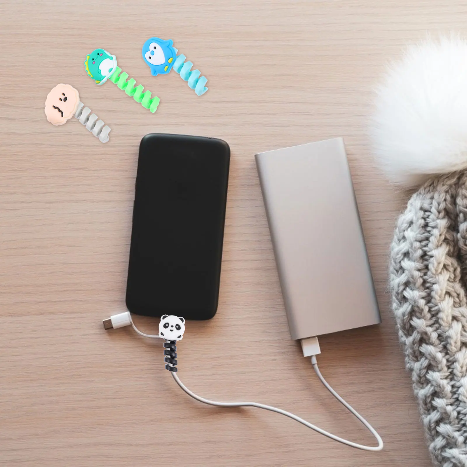 

20Pcs Data Cable Organizers Silicone Wire Wraps Flexible Spiral Shape Protectors Multipurpose Desktop Earphone Line Winders