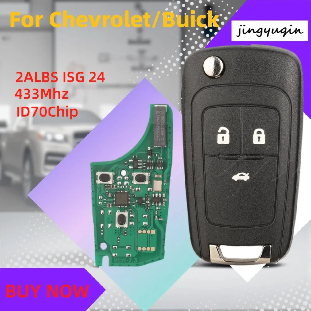 

Автомобильный выкидной ключ jingyuqin 433 МГц с чипом ID70 2ALBS1SG24 для Chevrolet Aveo Cavalier 2019-2020, замена ключа с полным управлением