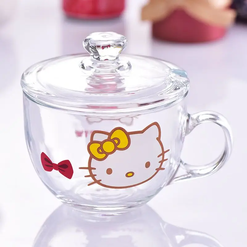 

Girly Heart Hello Kitty Glass Water Cup Sanrio Anime Kawaii Flower Tea Milk Cup Cute Cartoon Birthday Gifts Toys for Girls