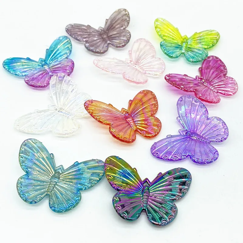 10 pcs/lot Butterfly Shape Beads Multi Gradient Color Acrylic  For Jewelry Making Handmade DIY Accessories
