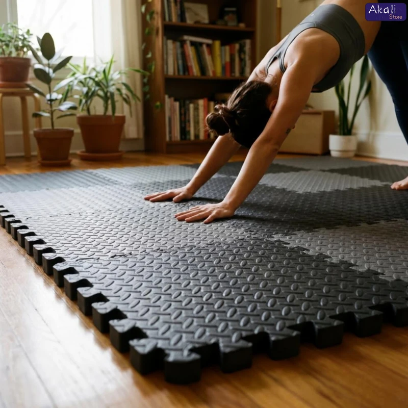 1Inch Thick EVA Foam Interlocking Gym Mats Heavy Duty Puzzle Exercise Floor Mat Home Gym Fitness Protective Flooring 8Pcs