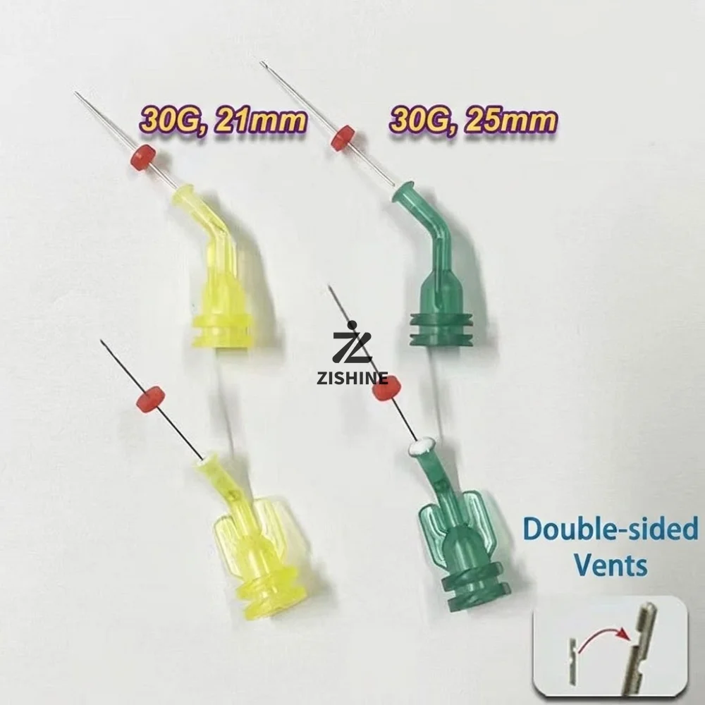 

100Pcs Dental Endodontic Syringe Irrigation Needle Tips 30G 21mm 25mm Dual Side Ports Odontologia Root Canal Flushing Needle
