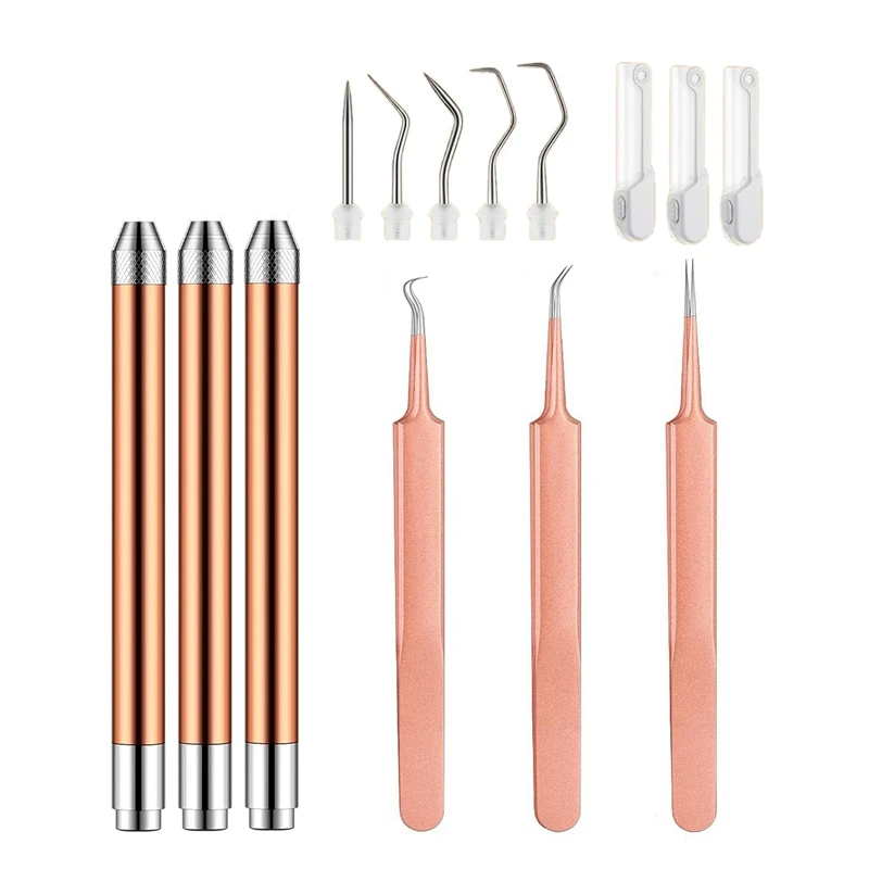 Weeding Tools Set Kit Vinyl With LED Light Set Kit 3 LED Pen With 5 Pin And Hook Lighted Weeding Hook Tweezers For Cutting