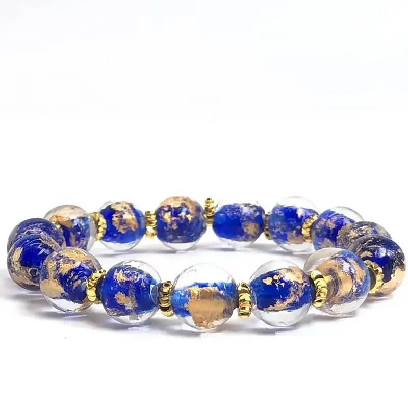 الفن الزجاج حبة أساور للنساء والرجال ، الصقيل الملونة ، الريكي ، الثروة ، الطاقة ، حظا سعيدا ، مجوهرات الرعاية الصحية ، حجر الطبيعة ، 10 مللي متر