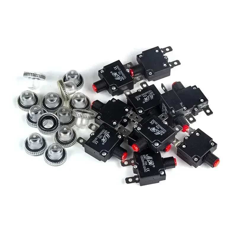 5Pcs Circuit Breaker Overload Protector Switch Fuse 3A 4A 5A 8A 10A 12A 15A 18A 20A 25A 30A Resettable 220V with Waterproof Cap