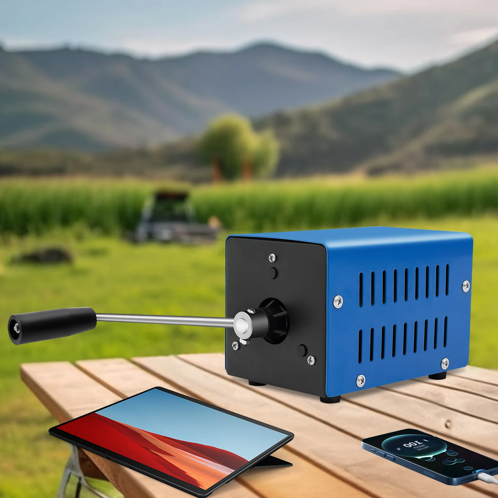 20W Hand Crank Generator Portable Emergency Power Supply USB Charging Multi-Voltage Ports (3V-28V) for Outdoor Survival Camping