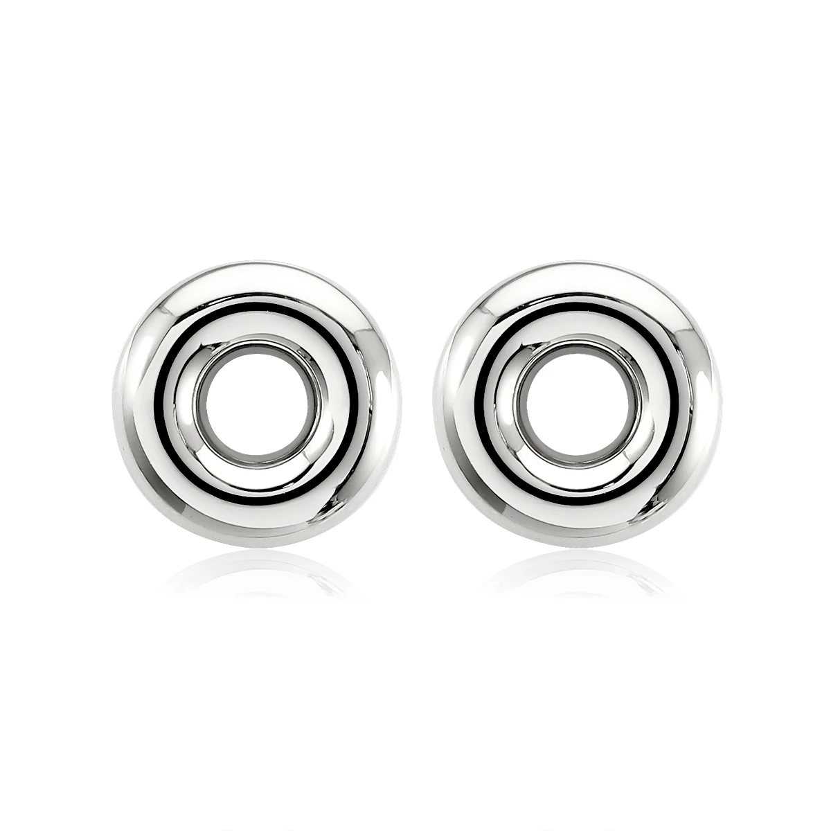 New Fashion Silver Round Earrings Women's High Quality Stainless Steel Gold-plated Hollow Large Ear Studs Luxury Jewelry
