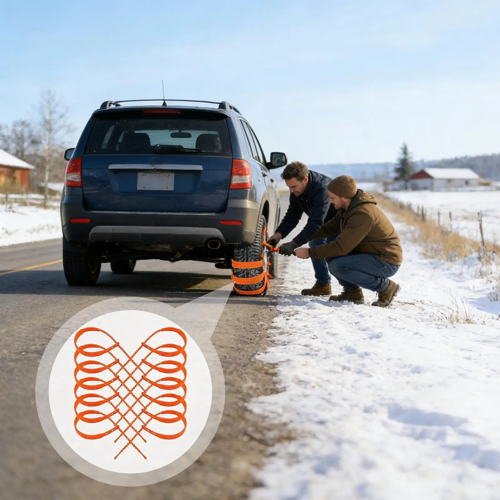 Tire Chains Portable Reusable Wear Resistant Snow Traction Car Winter Tire Traction Chain For Vacation Holiday Travel Road Trip