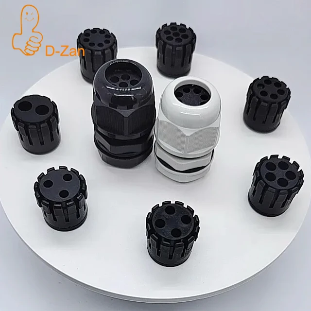 7 Holes White Nylon Multi-hole Insert Plastic Waterproof IP68 Cable Gland