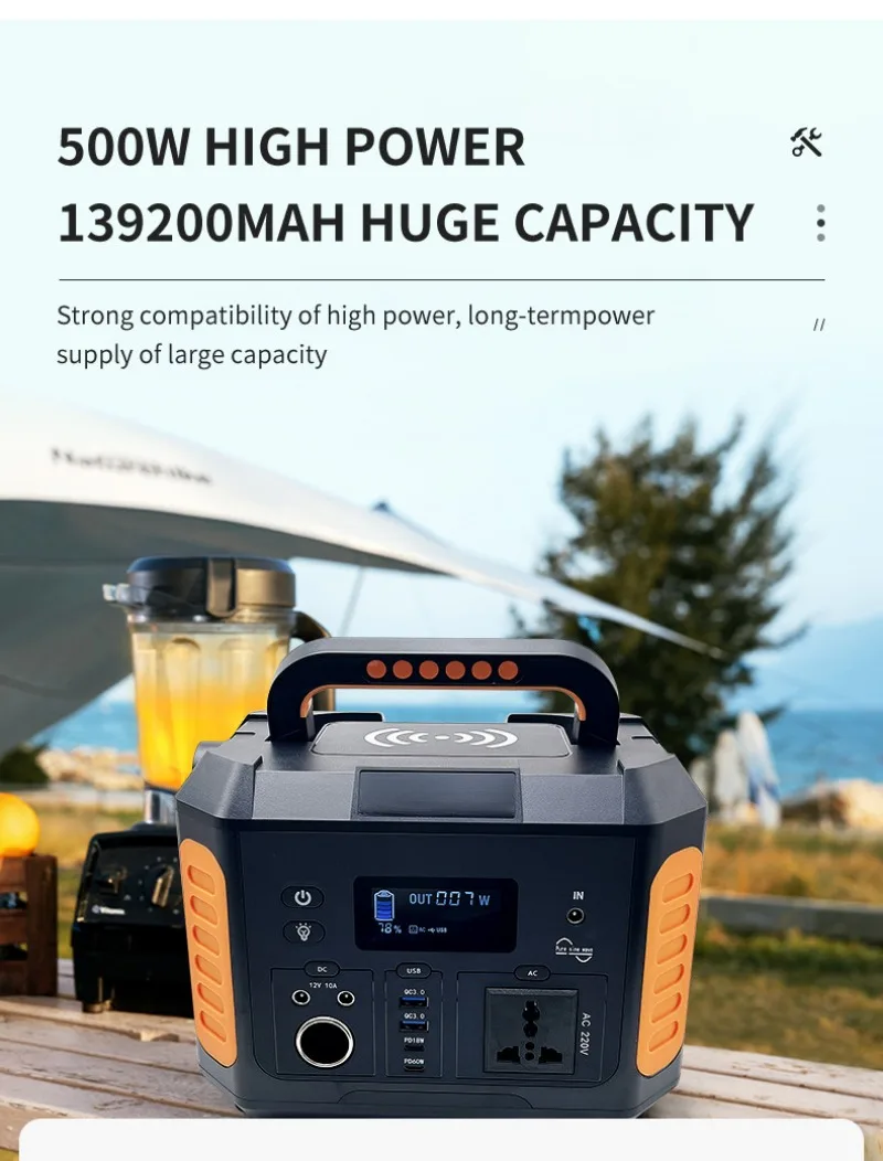 Portable Power Station 139200mAh 500W original Power Bank Charger 110V/220V lithium battery Outdoor camping portable charger