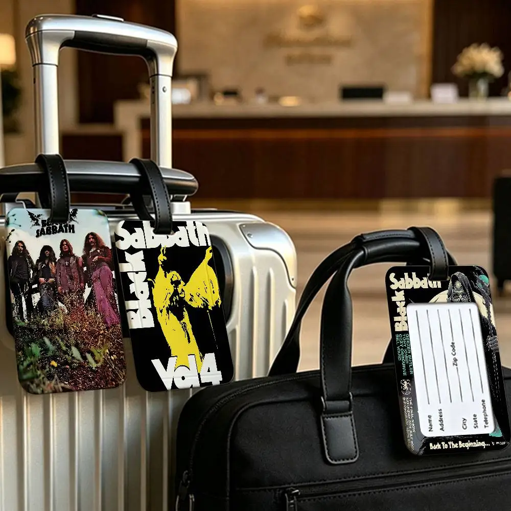 Black Sabbath Band Waterproof PVC Baggage Tag With Info Card Anti lost Identification Tag For Luggage School Backpack