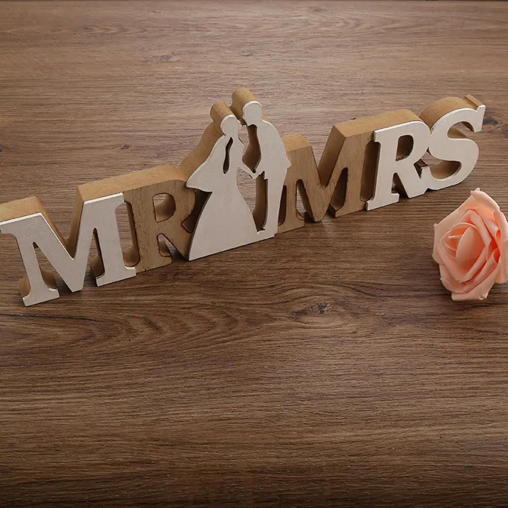 Wood Alphabet Decor Romantic Wedding Letter Ornament Desktop Tabletop Letter Adornment Home Decoration Photography Prop