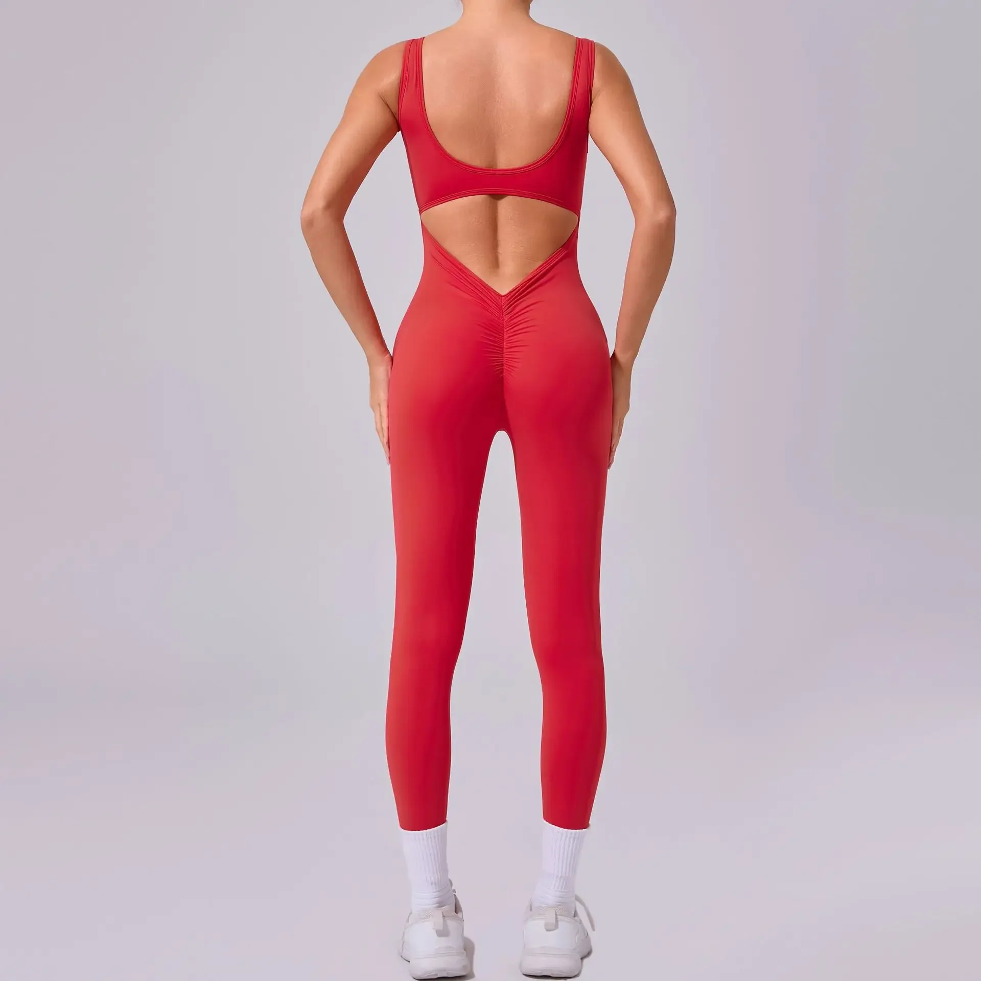 

Seamless Yoga Jumpsuits Sports Fitness Peach Hip Lift Backless with Chest Pads Yoga Suits Gym Leggings Sportswear for Women