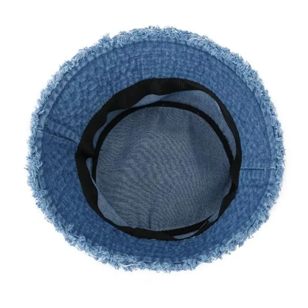 Jeans Summer Sun Hat Y2K Style Cotton Bob Panama Travel Outdoor Bucket Hat Foldable Fishing Sun Hat