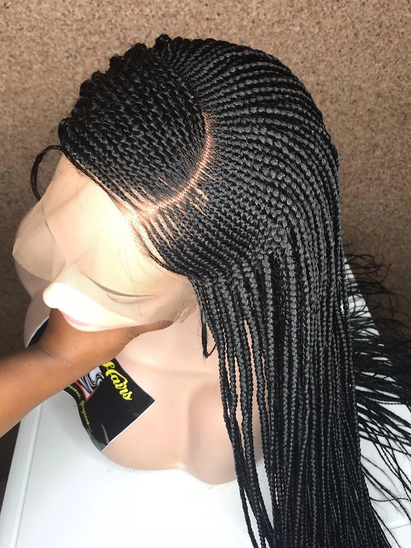 

36-дюймовые плетеные парики для чернокожих женщин, полный кружевной передний парик без узлов, плетеный парик с детскими волосами, синтетические боковые части, косички, парики