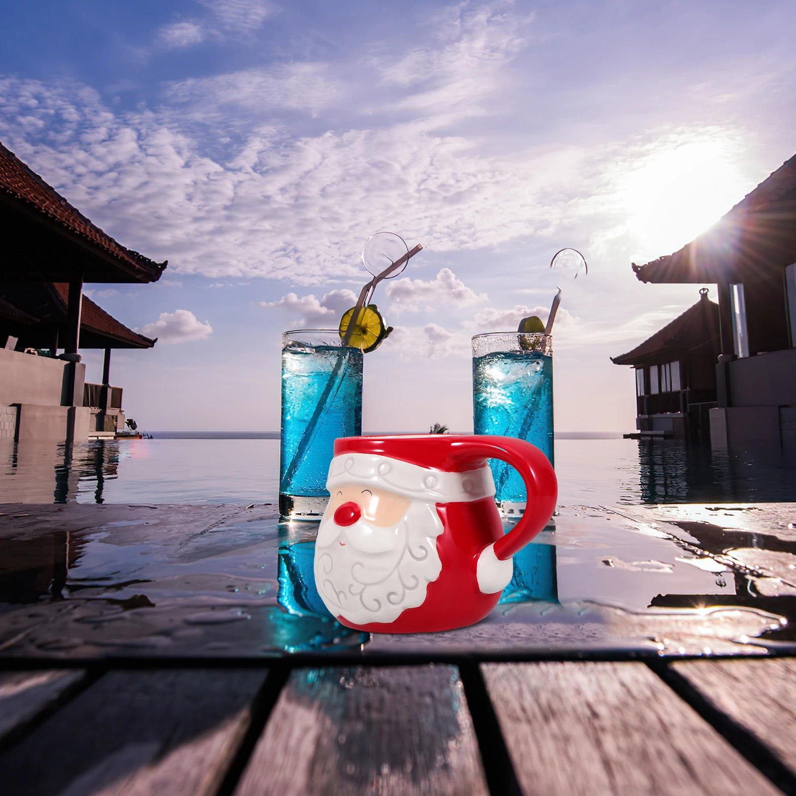 

Santa Claus Ceramic Mug Christmas Party Red Coffee Cup Holiday Gifts Vintage Home Travel Mugs Kitchen Barware