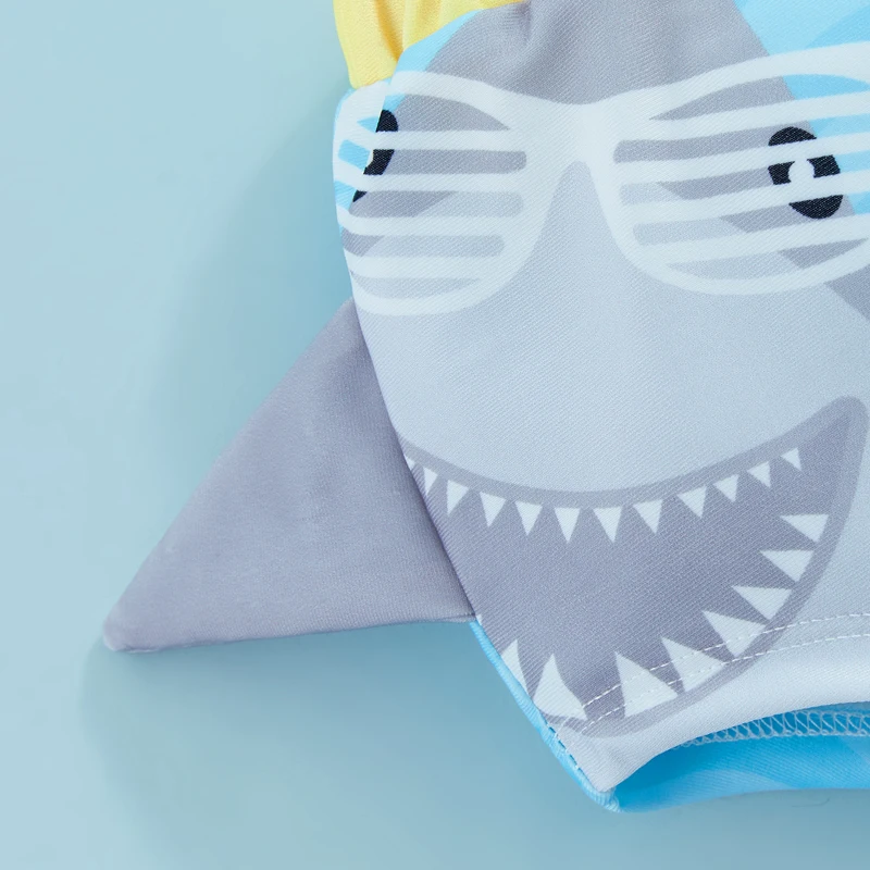 Toddler Boys Summer Casual Swimwear Trunks Elastic Band Shark Print Stretch Quick Dry Swimsuit