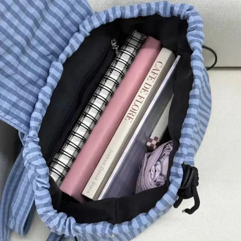 Japanese All Match Preppy Plaid Backpacks Women Vintage Casual Travel Bags Students Streetwear Simple Schoolbags Y2k Aesthetic