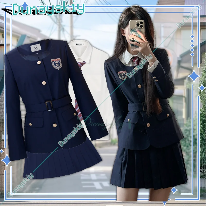 

Новая осенняя униформа JK в японском корейском стиле, темно-синий костюм, рубашка, плиссированная юбка, женский наряд на Хэллоуин