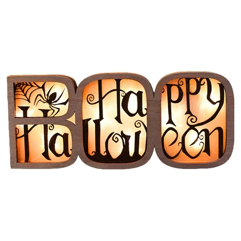 

Halloween BOO Light Tabletop Light Halloween Ornament Hand Painted Battery Powered Creepy Home Halloween Alphabet Lights For