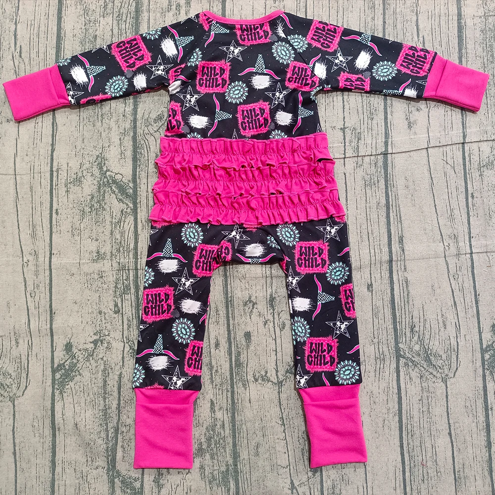 z1208-12 SR3306 Pre-sale Wholesale baby romper kids clothes girl western long sleeve romper boutique children clothing
