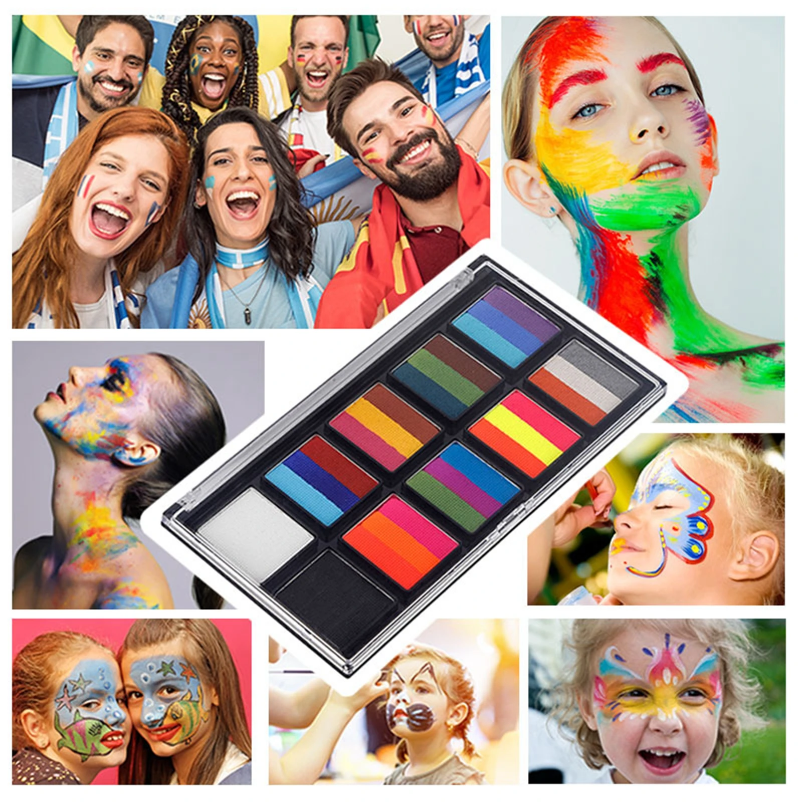 Face Body Paint Set Painting Palette Costume Kids Cosmetic Palette for Halloween Music Festival Makeup Fancy Dress Party