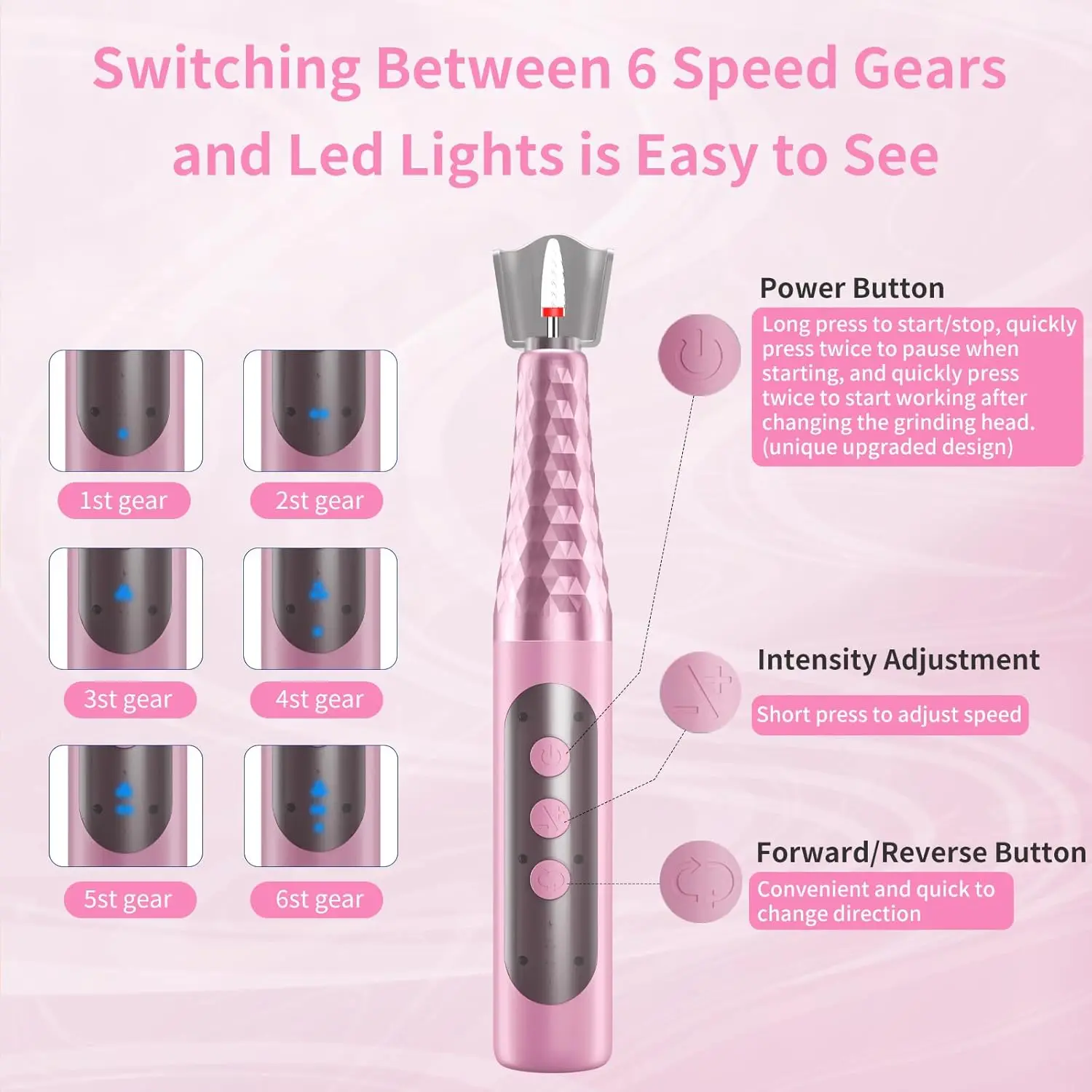 مثقاب أظافر كهربائي، مبرد أظافر لاسلكي، مجموعة مانيكير وباديكير لأظافر جل الأكريليك، مطحنة أظافر احترافية للاستخدام المنزلي في الصالونات #5