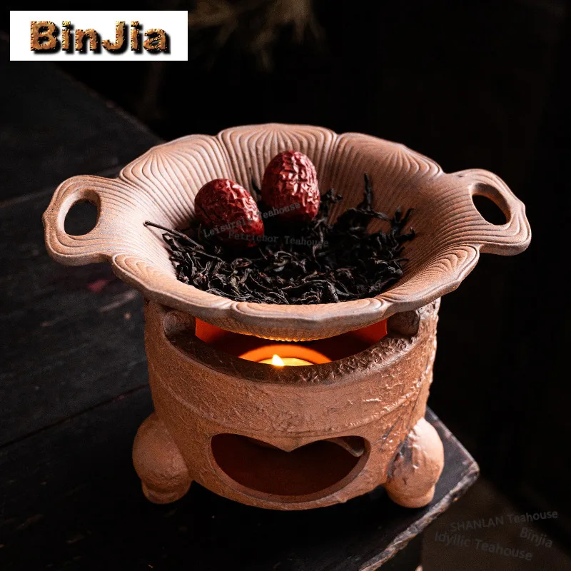 

Coarse Pottery Lotus Tea Roasting Tea Warmer Holder Alcohol Burner Stove Kettle Stand Baked Milk Jar Carbon Furnace Cafes Craft