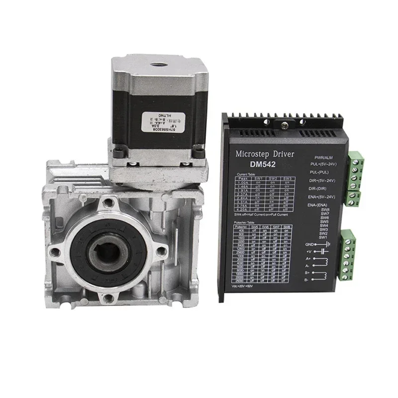 Stepper Motor Worm Gearbox Cnc Kit NMRV030 Ratio 1:10/15/20/25/30/40/50 Geared+NEMA23 1.2N.m with Driver DM542