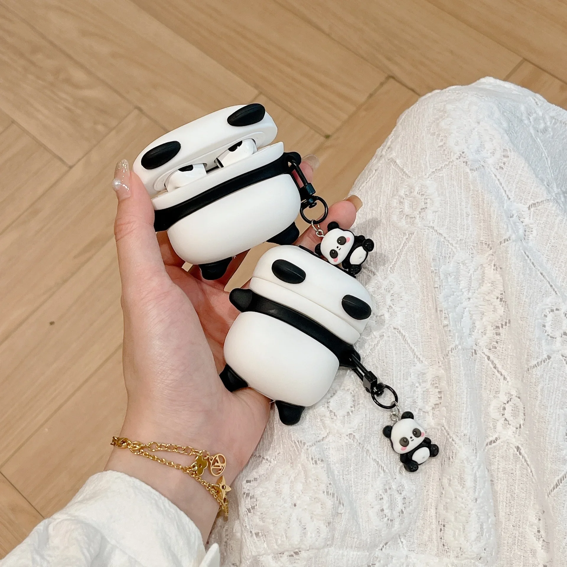 

Cute Lying Panda Headphone Case For AirPods 4 (2024) Airpod Pro2 1 2 3 Bluetooth Earbuds Charging Box Protective Earphone Cover