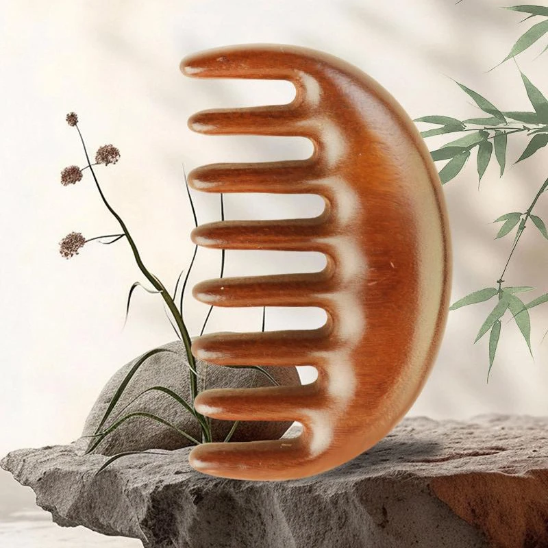 Sisir Pijat Kayu Cendana Sisir Kulit Kepala Meridian Kepala Perawatan Pengikis Leher Bahu Mata Wajah Sisir Gigi Lebar Anti-statis