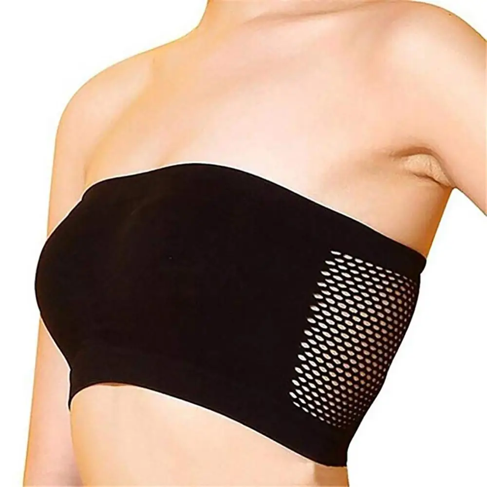 Invisible Sports Push Up Bra Solid Color Women Breathable Strapless Hollow Back Bra Sport Tube Top Seamless Chest Wrap Underwear image 2